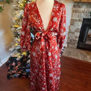 Gorgeous‎ Boho Floral Deep V Floral Midi Dress